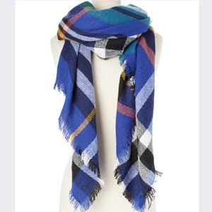 Blue Plaid Blanket Scarf
